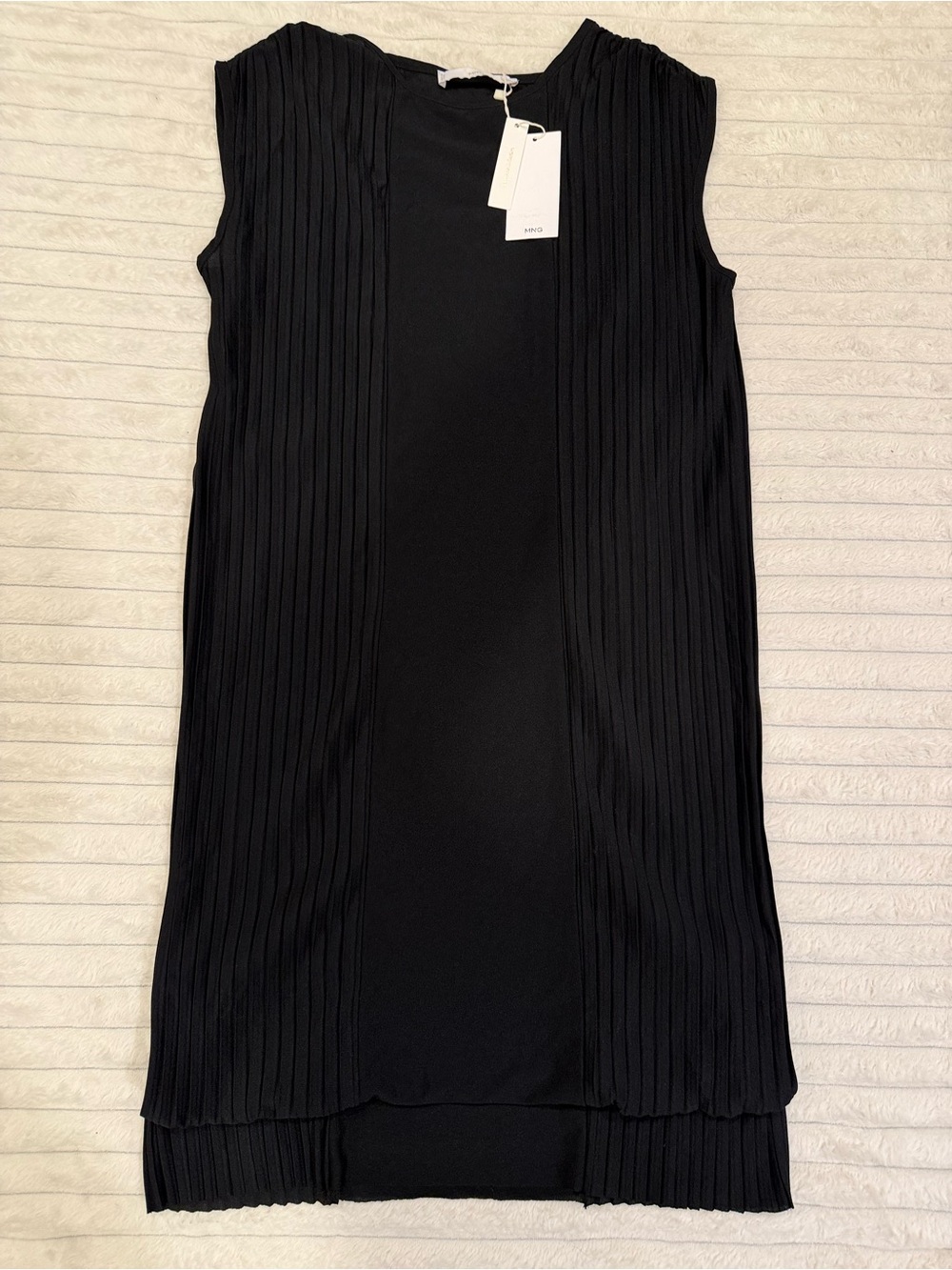 Mango Black Sleeveless Pleated-Panel Shift Dress 🪐🪐🪐